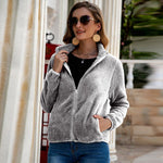 Load image into Gallery viewer, All-match slim zipper solid color plush women's jacket
