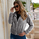 Load image into Gallery viewer, All-match slim zipper solid color plush women's jacket
