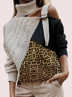 Load image into Gallery viewer, 2020 autumn and winter leopard print stitching sweater
