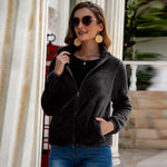 Load image into Gallery viewer, All-match slim zipper solid color plush women's jacket
