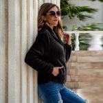 Load image into Gallery viewer, All-match slim zipper solid color plush women's jacket
