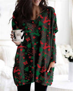 Cargar imagen en el visor de la galería, Autumn and winter new Christmas hedging long sleeve printed dress
