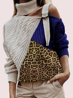 Load image into Gallery viewer, 2020 autumn and winter leopard print stitching sweater
