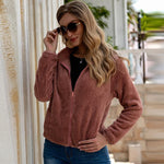 Load image into Gallery viewer, All-match slim zipper solid color plush women's jacket
