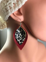 Load image into Gallery viewer, Black and Leopard Leather Earrings
