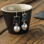 Load image into Gallery viewer, Blue Ocean Stone Pearls Earrings
