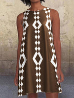 Cargar imagen en el visor de la galería, Black 1960's Geometric Pattern Pockets A-Line Retro Printed Casual Dresses
