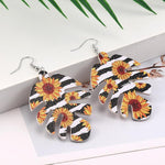Load image into Gallery viewer, BOHO Leaf Pattern Sunflower Earrings
