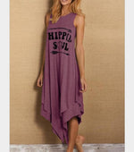 Cargar imagen en el visor de la galería, Casual Letter Print Round Neck Sleeveless Vest Dress
