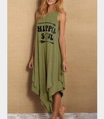 Cargar imagen en el visor de la galería, Casual Letter Print Round Neck Sleeveless Vest Dress
