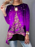 Load image into Gallery viewer, Asymmetrical Hem Christmas Tree Printed T-Shirt
