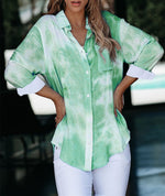 Load image into Gallery viewer, Casual Tie Dye Gradient  Button Down Blouse
