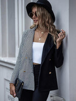 Load image into Gallery viewer, Checked two-tone cardigan blazer
