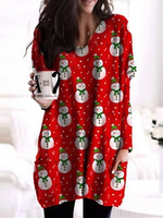 Cargar imagen en el visor de la galería, Autumn and winter new Christmas hedging long sleeve printed dress
