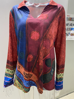 Load image into Gallery viewer, 2020 autumn and winter print V-neck lapel casual T-shirt
