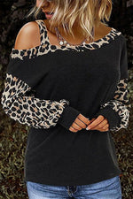 Load image into Gallery viewer, Anna's Leopard One-Shoulder Long Sleeve Casual T-Shirt
