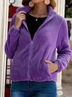 Load image into Gallery viewer, All-match slim zipper solid color plush women's jacket
