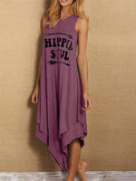 Cargar imagen en el visor de la galería, Casual Letter Print Round Neck Sleeveless Vest Dress
