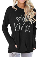 Load image into Gallery viewer, Be Kind Letter Print Bat Sleeve Long Sleeve T-shirt
