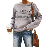 Load image into Gallery viewer, Alcohol letter wine glass graphic print round neck long sleeve sweatshirt
