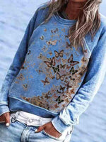 Load image into Gallery viewer, Butterfly Print Long Sleeve Sweatshirt
