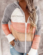 Load image into Gallery viewer, Casual Hollow Out Full-Zip Hoodie Sweater
