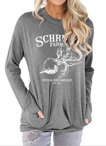 Load image into Gallery viewer, Carrot print loose round neck long sleeve t-shirt
