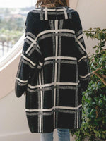 Load image into Gallery viewer, Check color block loose sweater coat
