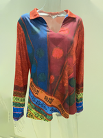 Load image into Gallery viewer, 2020 autumn and winter print V-neck lapel casual T-shirt
