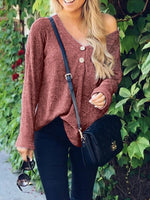 Load image into Gallery viewer, Buttoned V-neck Loose Knit Sweater
