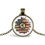 Load image into Gallery viewer, American Flag Sunflower Adjustable Necklace
