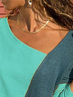 Load image into Gallery viewer, Asymmetric Neck  Patchwork  Contrast Stitching Sweatshirts T-shirts
