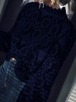 Load image into Gallery viewer, Band Collar Decorative Lace Lace Plain Blouses  | ZDT
