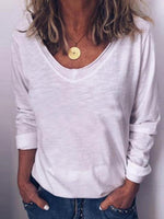 Load image into Gallery viewer, Casual Brief Round Neck Long Sleeve Pure Colour T-Shirt  |ZTD
