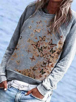 Load image into Gallery viewer, Butterfly Print Long Sleeve Sweatshirt
