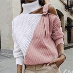 Load image into Gallery viewer, Casual Single Shoulder Collar Pure Color Sweater
