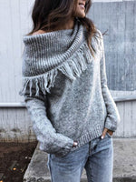 Load image into Gallery viewer, Casual Knitted Solid One Shoulder Sweater
