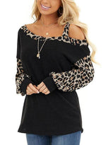 Load image into Gallery viewer, Anna's Leopard One-Shoulder Long Sleeve Casual T-Shirt

