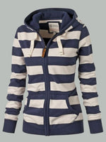 Load image into Gallery viewer, Autumn and winter plus size hooded striped sweatshirt
