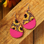 Load image into Gallery viewer, 2 Layered Leopard/Floral Splicing Leather Earrings
