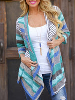 Load image into Gallery viewer, Autumn Asymmetrical  Striped Long Sleeves Cardigan
