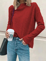 Load image into Gallery viewer, Casual high neck solid color long sleeve sweater
