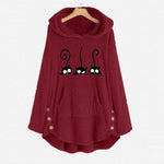 Load image into Gallery viewer, Cat Embroidered Fleece Loose Hooded Sweatshirt
