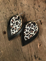 Load image into Gallery viewer, Black and Leopard Leather Earrings
