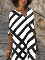 Cargar imagen en el visor de la galería, Casual V Neck Geometric Long Sleeve Dresses
