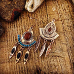 Load image into Gallery viewer, Bohemia Beads Embellished Tassel Turquoise Earrings
