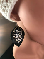 Load image into Gallery viewer, Black and Leopard Leather Earrings
