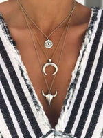 Load image into Gallery viewer, 3 Layered Bull Head Necklace
