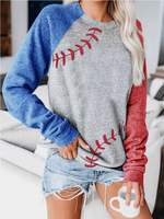 Load image into Gallery viewer, Baseball Lace One The Side Colorblock Women's Sweatshirt
