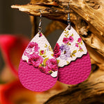 Load image into Gallery viewer, 2 Layered Leopard/Floral Splicing Leather Earrings
